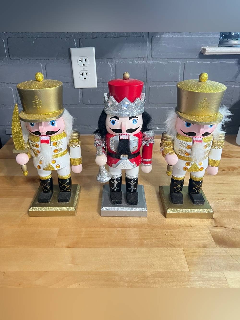 Lot of 3 Pier 1 Imports Nutcracker Soldier Figurine 10” Holiday Decor Christmas